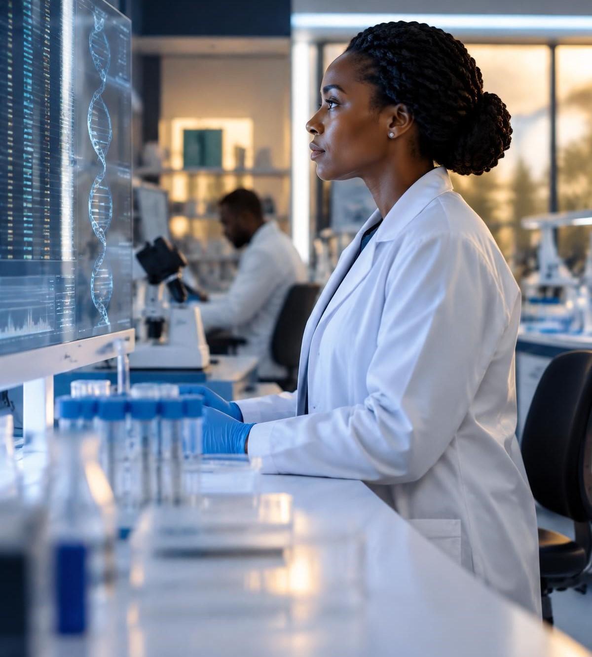 Clinical research professionals collaborating in a modern research environment
